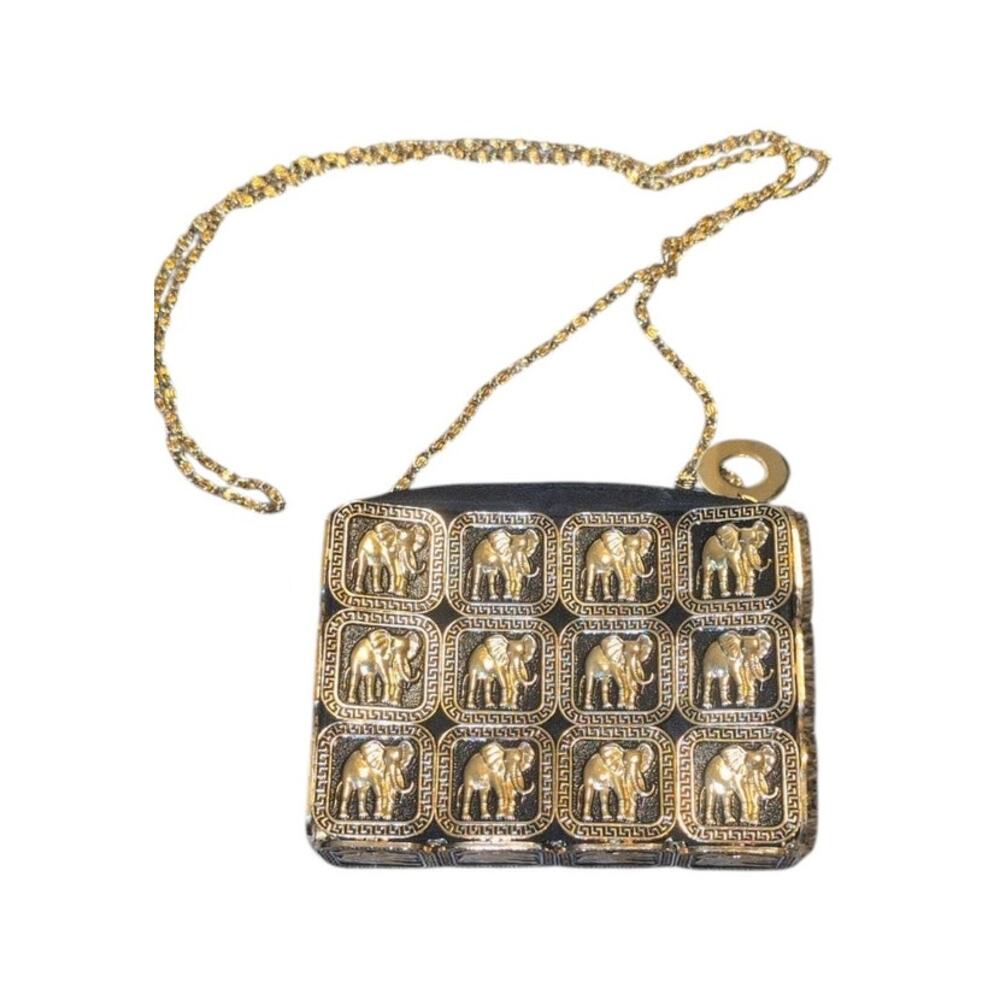 Vintage 1990s Elephant Metal Tile & Chain Crossbody Purse - Picture 4 of 5